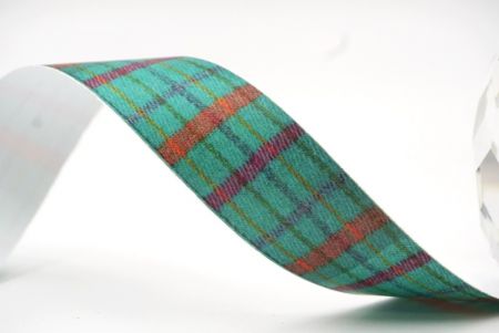 Lebhaftes Türkis und oranges Karoband_AI